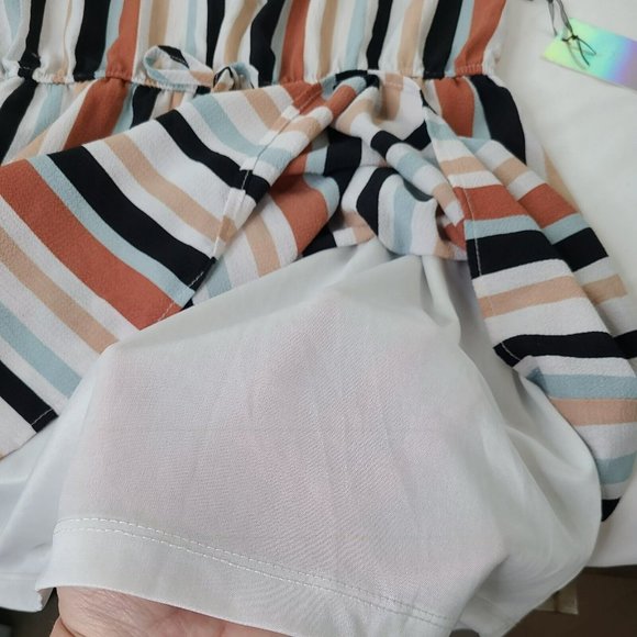 J for Justify Women's Dress Grated Multicolor Cap Sleeves Earth Tones Blouson - Picture 6 of 11